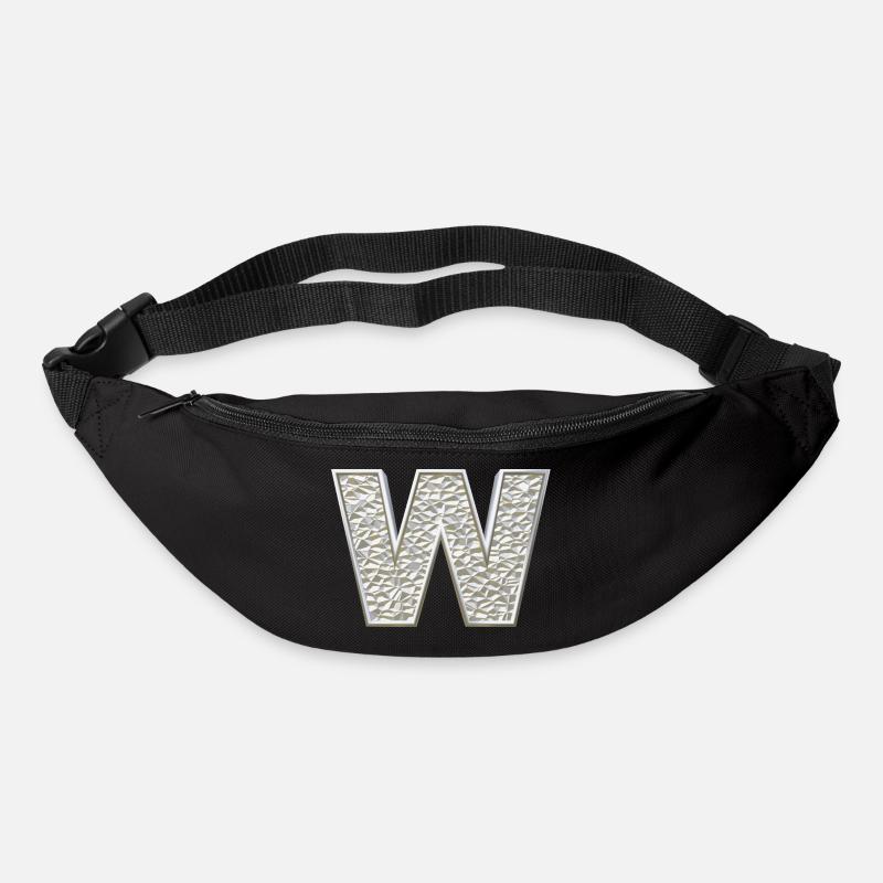 W, letter, initial, monogram, - Bum bag - black