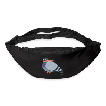 Taube mit pinkem Schal - Gürteltasche - Schwarz - Vorne
