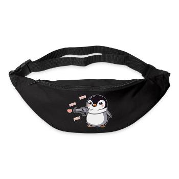 Pinguin mit Pistole Herzen Pew Pew Pew - Gürteltasche - Schwarz - Vorne