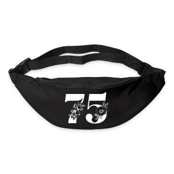 Nummer 75 Schwarze Blumen - 75. Blumenjubiläum - Gürteltasche - Schwarz - Vorne