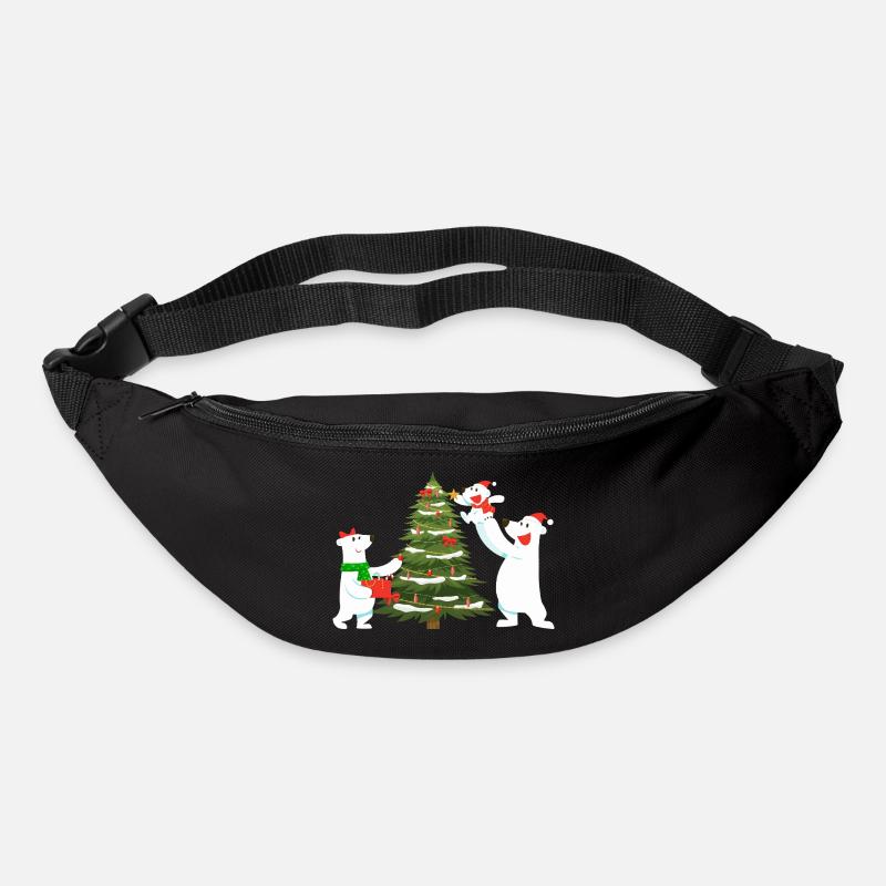 Festive Polar Bears with Christmas Tree - Bum bag - black