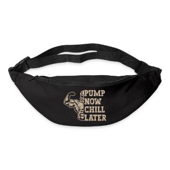 Powerlifting Bodybuilder Pump Now Chill Later Gym - Sac banane - noir - Devant