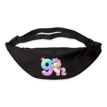 J’ai 9 ans d’anniversaire de la Fille Licorne de Kawaii - Sac banane - noir - Devant
