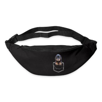 Teckel Teckel teckel de toit de blaireau poche poitrine de chien de poitrine - Sac banane - noir - Devant
