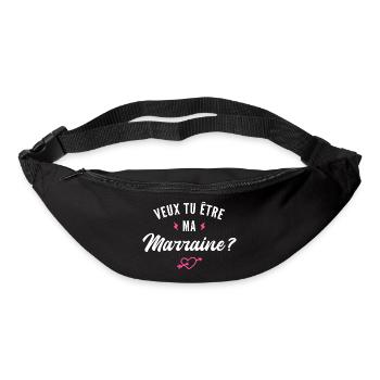 veux tu être ma marraine / bébé cadeau naissance - Sac banane - noir - Devant