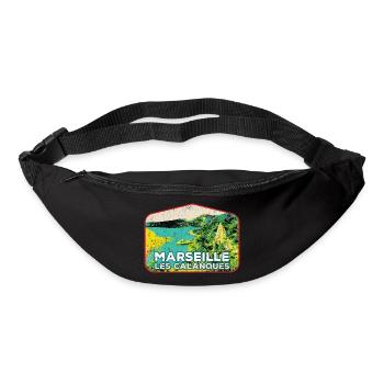 Retro badge, Marseille France Les Calanques - Bum bag - black - Front