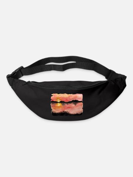 Gemalter Sonnenuntergang Aquarell/Tusche - Gürteltasche - Schwarz