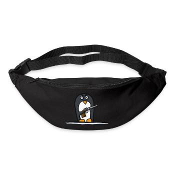 Pinguin mit Pistole - Gürteltasche - Schwarz - Vorne