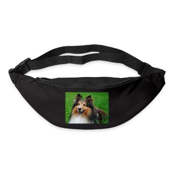 Happy Sheltie mi Kleeblatt auf dem Kopf, süß - Gürteltasche - Schwarz - Vorne