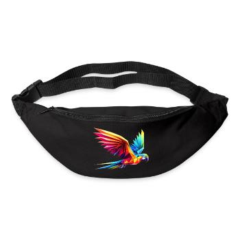 3d geometric multicolor origami parrot - Bum bag - black - Front