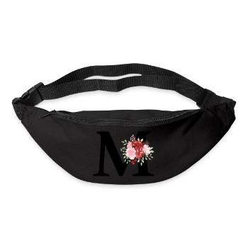 Roter Blumenbuchstabe M - Gürteltasche - Schwarz - Vorne