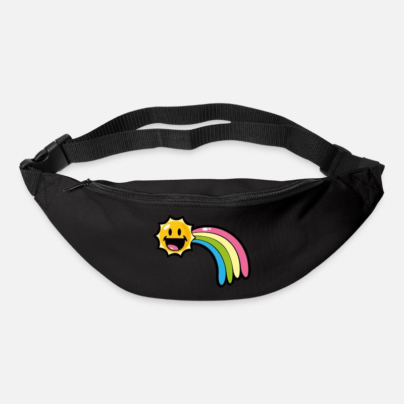Smiley Kawaii Sun and Rainbow - Gürteltasche - Schwarz