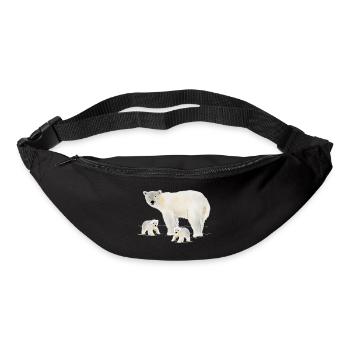Polar bear with two cubs - Bum bag - black - Front