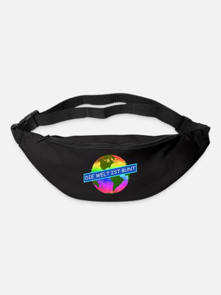 die welt ist bunt komtinente auf regenbogenfarben - Gürteltasche - Schwarz