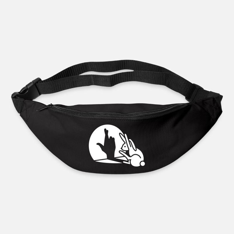 Funny rabbit hand shadow crossed fingers good luck - Bum bag - black