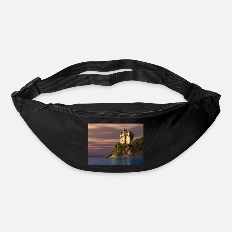 Schottisches Schloss am Meer - Gürteltasche - Schwarz