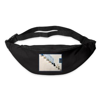 Lots of cats on white stairs in Greece - Bum bag - black - Front