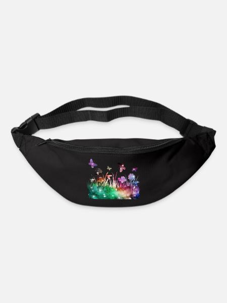 Blumenwiese Galaxie Garten Schmetterlinge - Gürteltasche - Schwarz