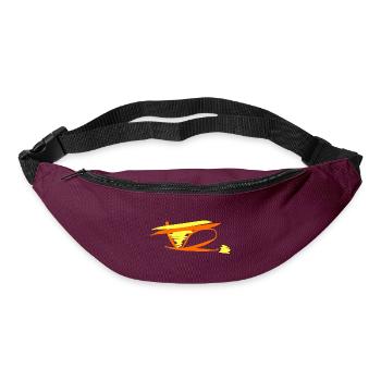 Abstract orange line with yellow dot - Bum bag - burgundy - Front