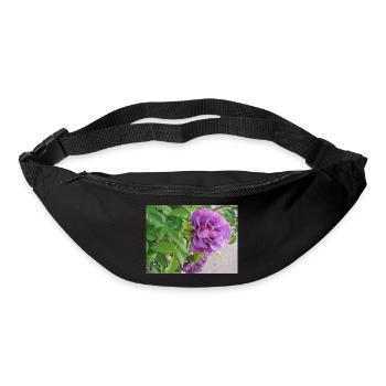 Rosenblüte violett - grüne Blätter - Gürteltasche - Schwarz - Vorne