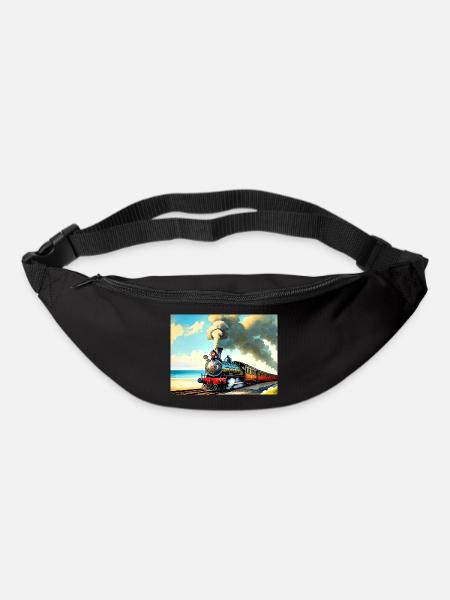 Dampflok am Strand - Gürteltasche - Schwarz