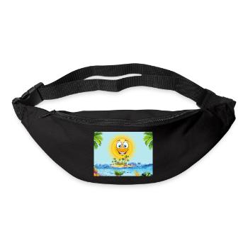 Sunny Island Cartoon Sun - Bum bag - black - Front