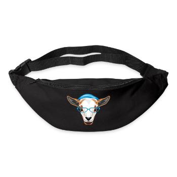 Smart young goat in blue hat and eyeglasses - Bum bag - black - Front