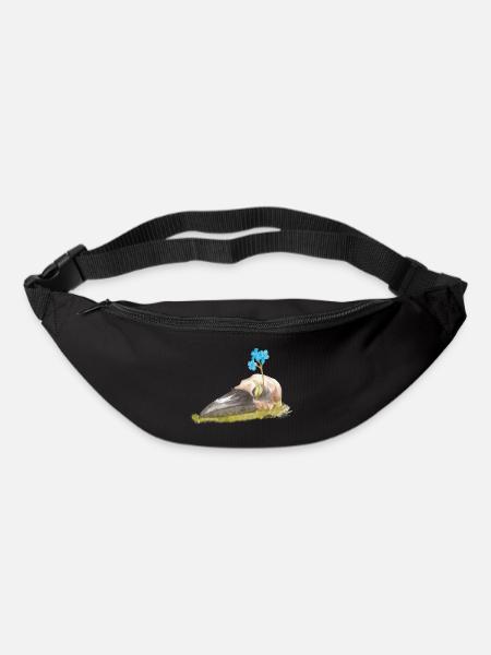 Goth Goblincore Vogel Schädel Aquarell Malerei - Gürteltasche - Schwarz