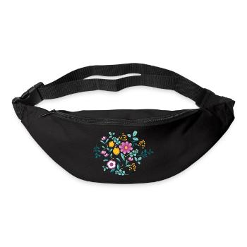 FLEURS Jaunes et Violettes - Sac banane - noir - Devant