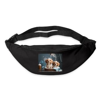 dogs bathing - Bum bag - black - Front