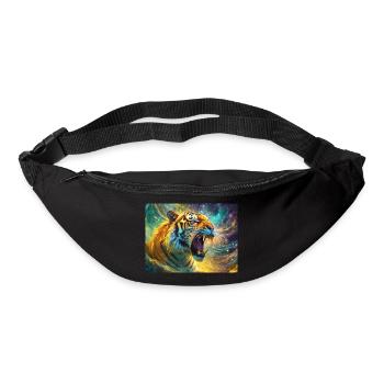 Tigre rugissant coloré - Sac banane - noir - Devant