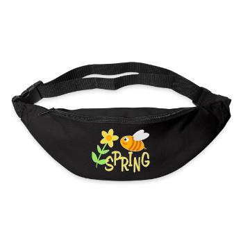 Fröhliche Bienchen mit Blumenmotiv - Gürteltasche - Schwarz - Vorne