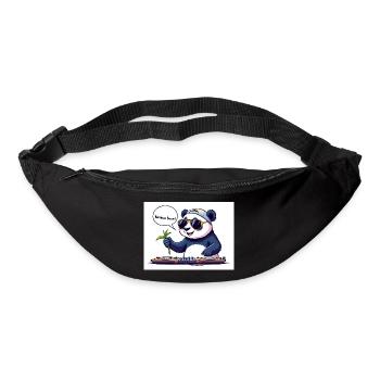 DJ Panda mit Brille und Bambusstab - Gürteltasche - Schwarz - Vorne