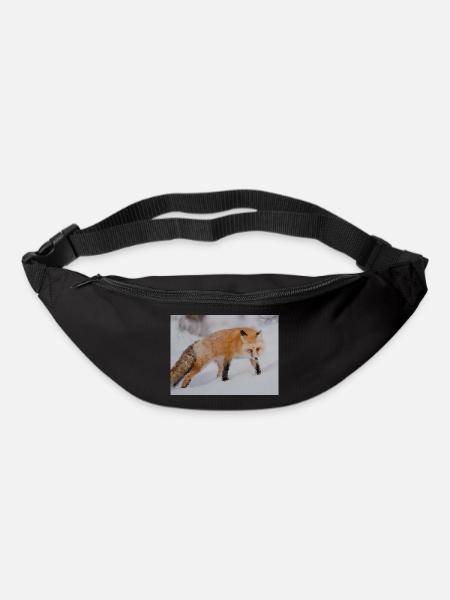 Fuchs im Schnee Aquarell - Gürteltasche - Schwarz
