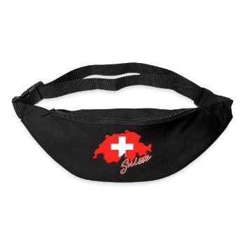 Karte mit der Flagge der Schweiz, ich liebe die Schweiz - Gürteltasche - Schwarz - Vorne