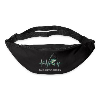 Angeln Mein Puls Mein Leben EKG Herzschlag - Gürteltasche - Schwarz - Vorne