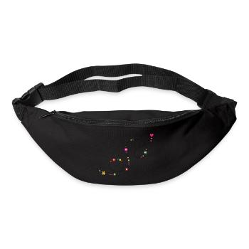 Ornament mit Blumen, Herz und Punkten - Gürteltasche - Schwarz - Vorne