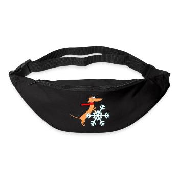 Teckel, étoile des neiges, hiver - Sac banane - noir - Devant