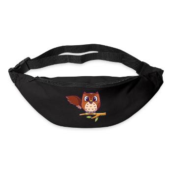 Hello Owl - Eule sitzt auf Ast und winkt - Gürteltasche - Schwarz - Vorne