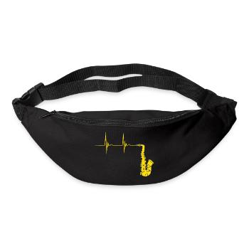 Saxophonist Saxophon Herzschlag Blechbläser EKG Pu - Gürteltasche - Schwarz - Vorne