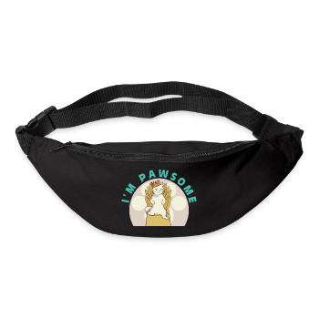 Chat mignon blanc - Sac banane - noir - Devant