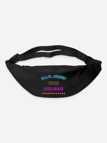 Manger, dormir, marcher, Beagle - Sac banane - noir