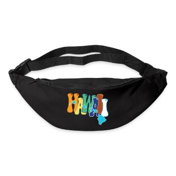 idee cadeau design graphique carte iles de Hawaii - Sac banane - noir - Devant