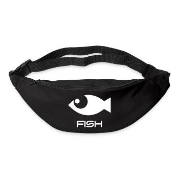 Minimalistischer Fisch Icon Angeln Meer Ozean - Gürteltasche - Schwarz - Vorne