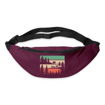 Retro Wald Natur Silhouette Bäume Motiv Wandern - Gürteltasche - Burgunderrot - Vorne
