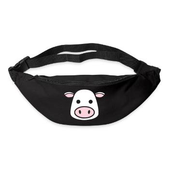 Süßer Kuh Kopf Gesicht Comic Vektor - Gürteltasche - Schwarz - Vorne