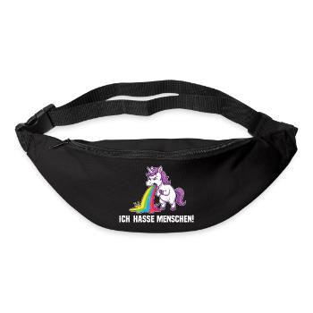 Licorne drôle Je déteste les gens Arc-en-ciel - Sac banane - noir - Devant