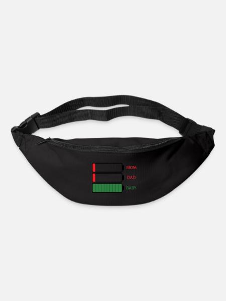 Energie Mama Papa Baby Liebe Akku leer voll - Gürteltasche - Schwarz