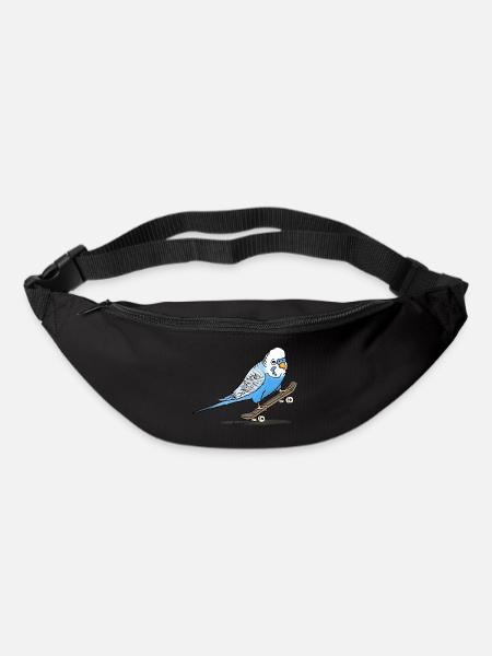 Blauer Wellensittich auf Fingerboard - Gürteltasche - Schwarz