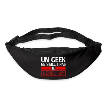 un geek ne vieillit pas il level up - Sac banane - noir - Devant